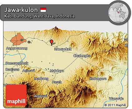 Physical 3D Map of Jawa-kulon