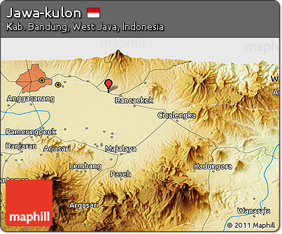 Physical 3D Map of Jawa-kulon