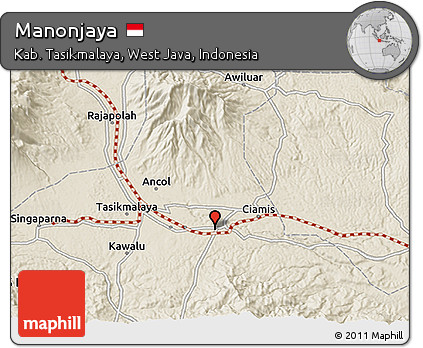 Shaded Relief 3D Map of Manonjaya