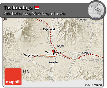 Shaded Relief 3D Map of Tasikmalaya