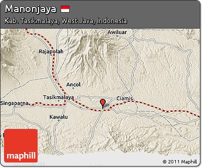 Shaded Relief 3D Map of Manonjaya