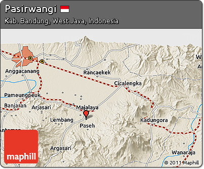 Shaded Relief 3D Map of Pasirwangi