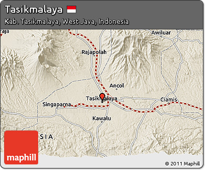 Shaded Relief 3D Map of Tasikmalaya