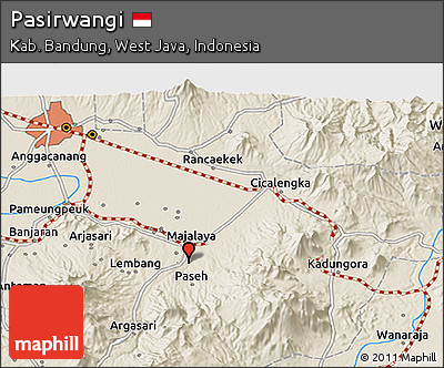 Shaded Relief 3D Map of Pasirwangi