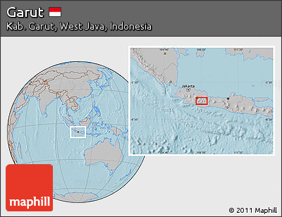 Gray Location Map of Garut, hill shading