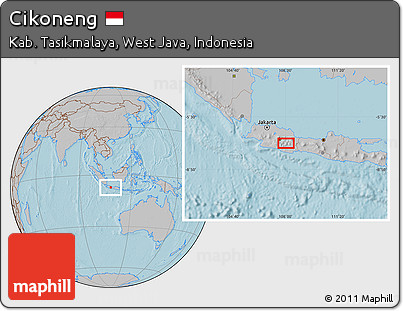 Gray Location Map of Cikoneng, hill shading