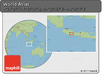 Savanna Style Location Map of the Area around 7° 10' 2" S, 108° 1' 30" E