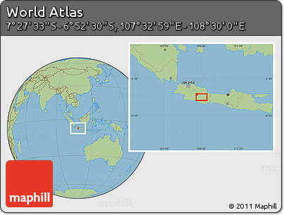 Savanna Style Location Map of the Area around 7° 10' 2" S, 108° 1' 30" E