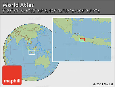 Savanna Style Location Map of the Area around 7° 10' 2" S, 108° 1' 30" E