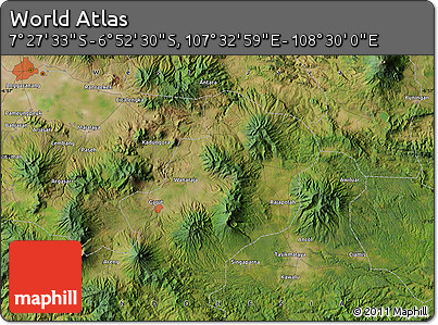 Satellite Map of the Area around 7° 10' 2" S, 108° 1' 30" E