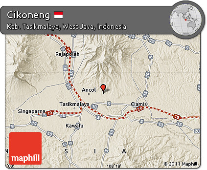 Shaded Relief Map of Cikoneng