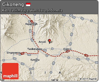 Shaded Relief Map of Cikoneng