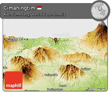 Physical Panoramic Map of Cimaningtim