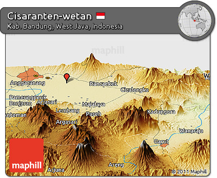Physical Panoramic Map of Cisaranten-wetan