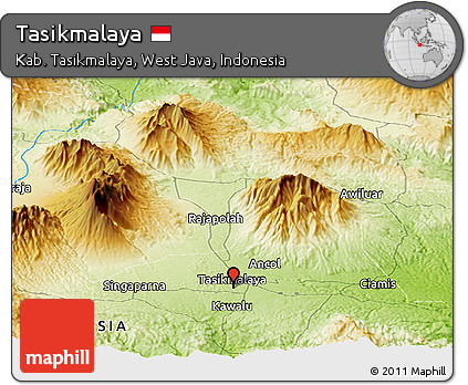 Physical Panoramic Map of Tasikmalaya