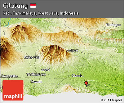Physical Panoramic Map of Cilutung
