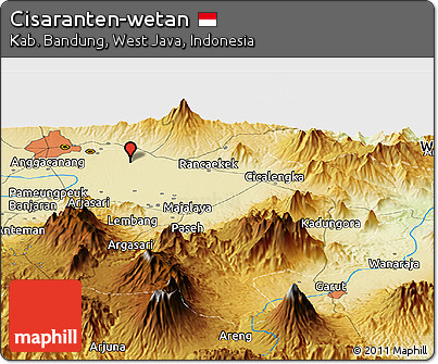 Physical Panoramic Map of Cisaranten-wetan