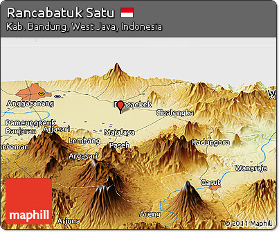 Physical Panoramic Map of Rancabatuk Satu