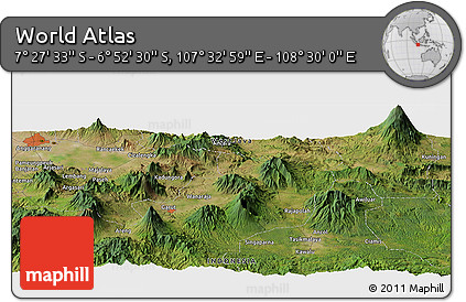 Satellite Panoramic Map of the Area around 7° 10' 2" S, 108° 1' 30" E