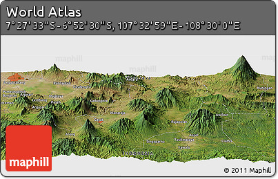Satellite Panoramic Map of the Area around 7° 10' 2" S, 108° 1' 30" E
