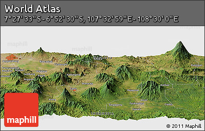 Satellite Panoramic Map of the Area around 7° 10' 2" S, 108° 1' 30" E