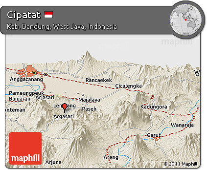 Shaded Relief Panoramic Map of Cipatat