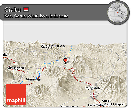 Shaded Relief Panoramic Map of Cisitu