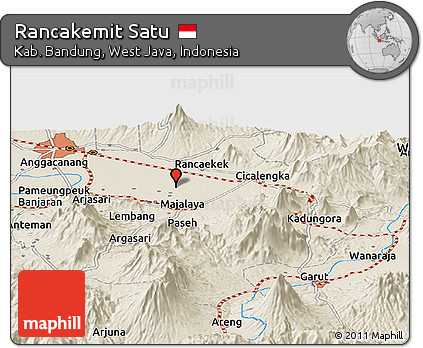 Shaded Relief Panoramic Map of Rancakemit Satu