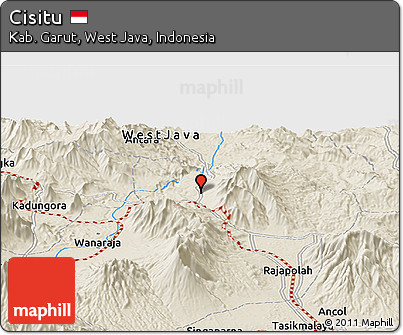 Shaded Relief Panoramic Map of Cisitu