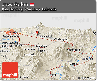 Shaded Relief Panoramic Map of Jawa-kulon