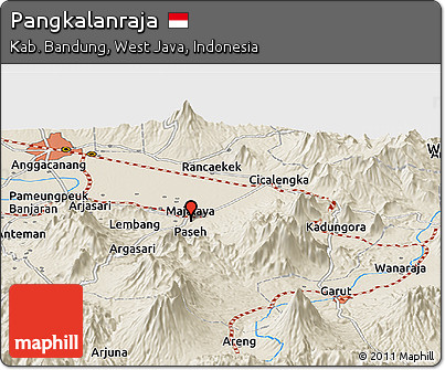 Shaded Relief Panoramic Map of Pangkalanraja