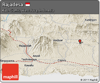 Shaded Relief Panoramic Map of Rajadesa