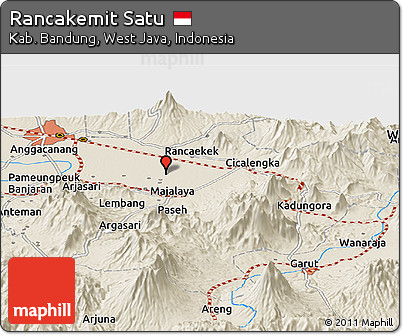 Shaded Relief Panoramic Map of Rancakemit Satu