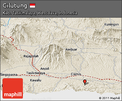 Shaded Relief Panoramic Map of Cilutung