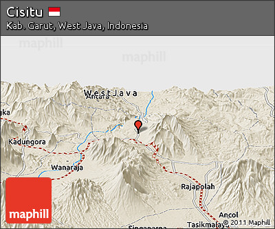 Shaded Relief Panoramic Map of Cisitu