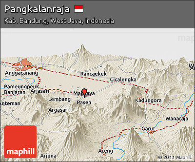Shaded Relief Panoramic Map of Pangkalanraja