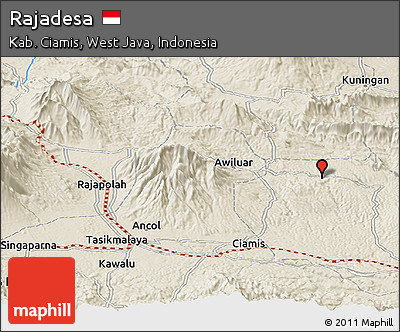 Shaded Relief Panoramic Map of Rajadesa