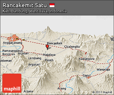 Shaded Relief Panoramic Map of Rancakemit Satu