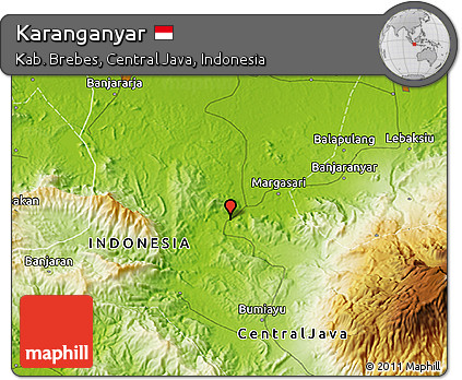 Physical 3D Map of Karanganyar