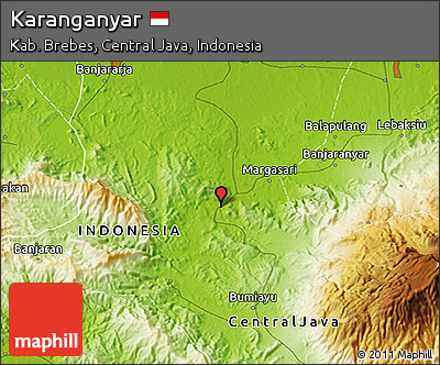 Physical 3D Map of Karanganyar