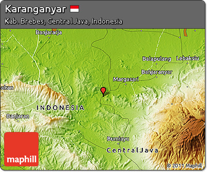Physical 3D Map of Karanganyar