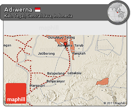 Shaded Relief 3D Map of Adiwerna