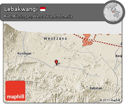 Shaded Relief 3D Map of Lebakwangi