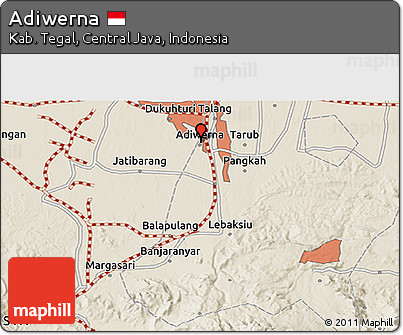 Shaded Relief 3D Map of Adiwerna