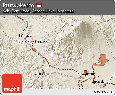 Shaded Relief 3D Map of Purwokerto