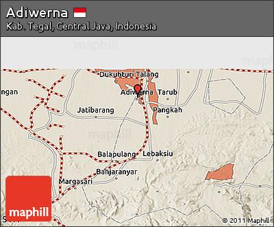 Shaded Relief 3D Map of Adiwerna