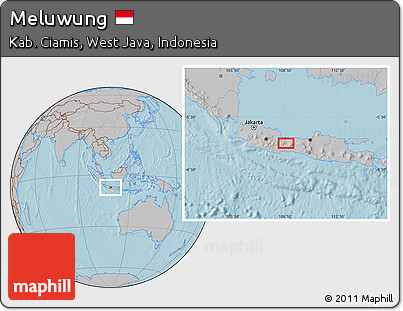 Gray Location Map of Meluwung, hill shading