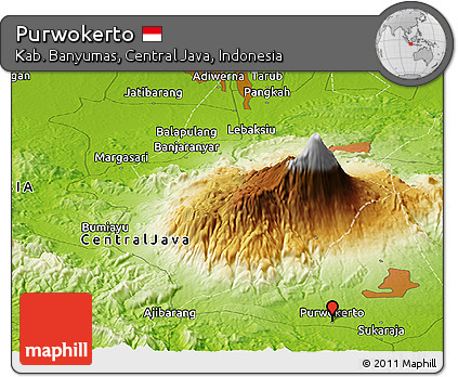 Physical Panoramic Map of Purwokerto