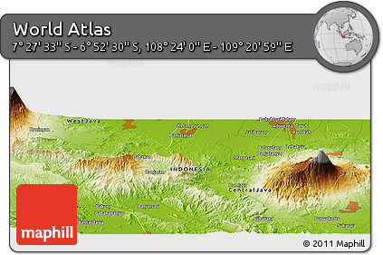 Physical Panoramic Map of the Area around 7° 10' 2" S, 108° 52' 30" E