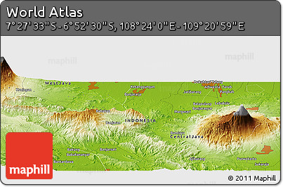 Physical Panoramic Map of the Area around 7° 10' 2" S, 108° 52' 30" E